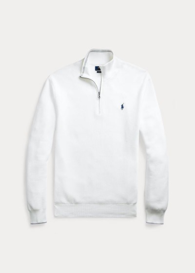 Sueter Polo Ralph Lauren Hombre Blancos - Cotton Half-Zip - PLJAK9807